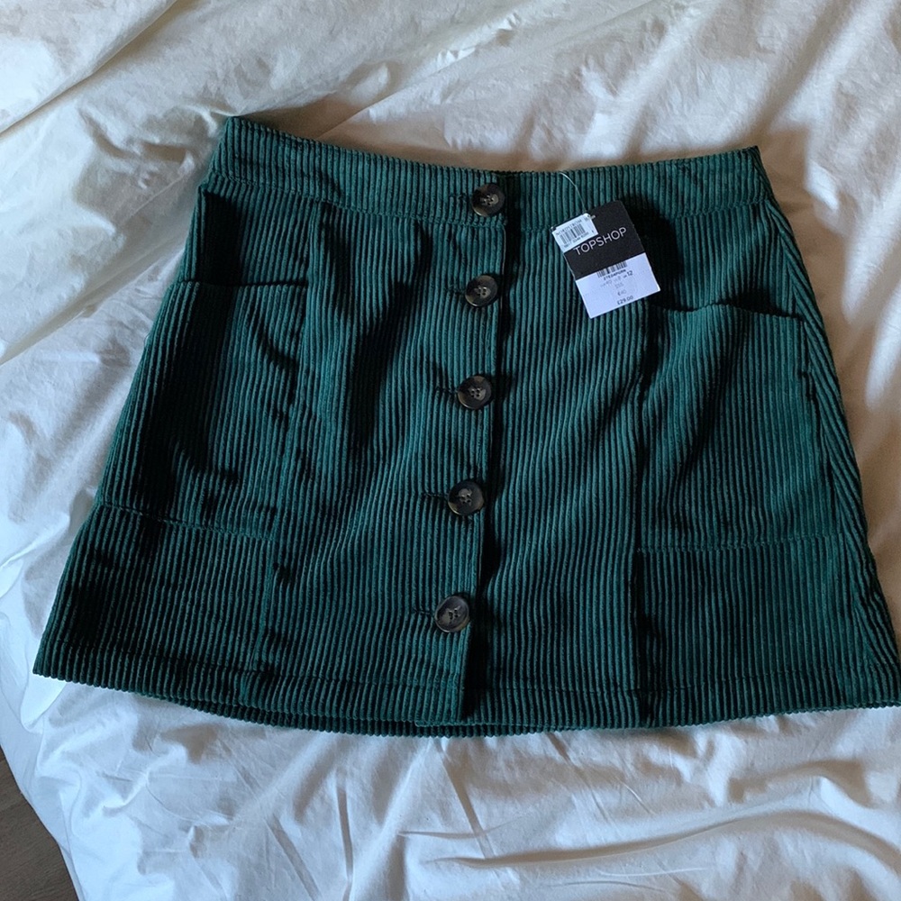 Topshop green corduroy skirt